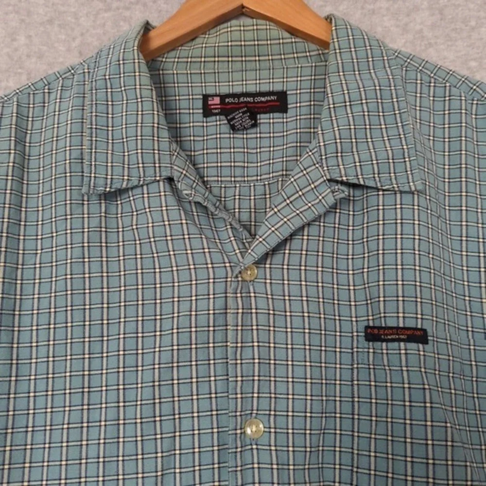 VTG Polo Jeans Co Ralph Lauren Flannel Shirt Size XXL Green‎ Plaid Oversized Y2K